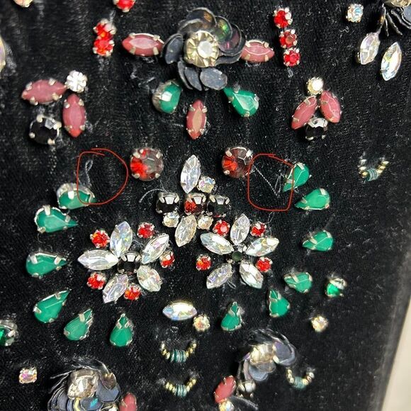 Urban Outfitters Dress Ecote Black Velvet Beaded Art Deco Retro Whimsigoth Shift - Picture 14 of 15